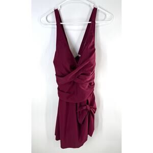 Blooming Jelly One Piece Swimsuit Tie Front Ruched Tummy Skirt XL New Beach Swim